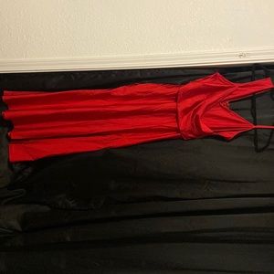 Long red Fashion Nova ball gown dress